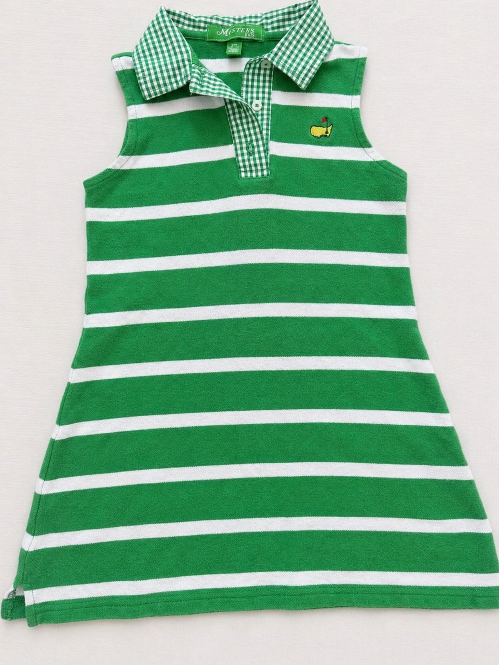 Masters Green and White Striped Sleeveless Polo Dress
